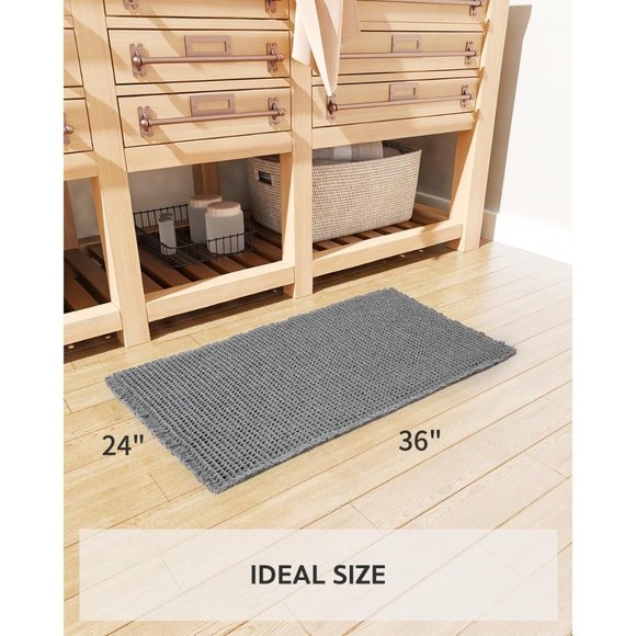 New Waffle Bath Mat Rug, Super Absorbent, Non-Slip, Soft Washable 24" x 36" - Picture 2 of 7